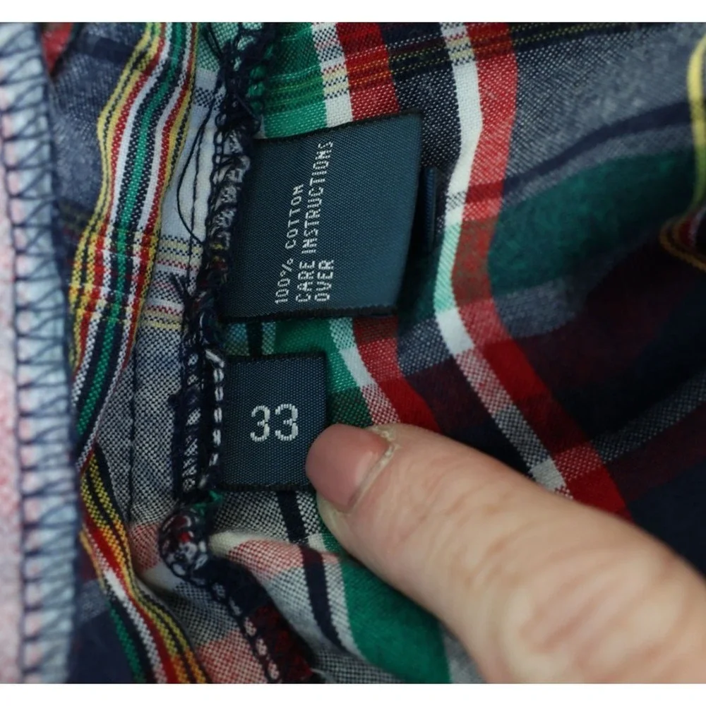 Vintage Polo Ralph Lauren Cargo Shorts Mens 33‎ Multi Madras Plaid 9